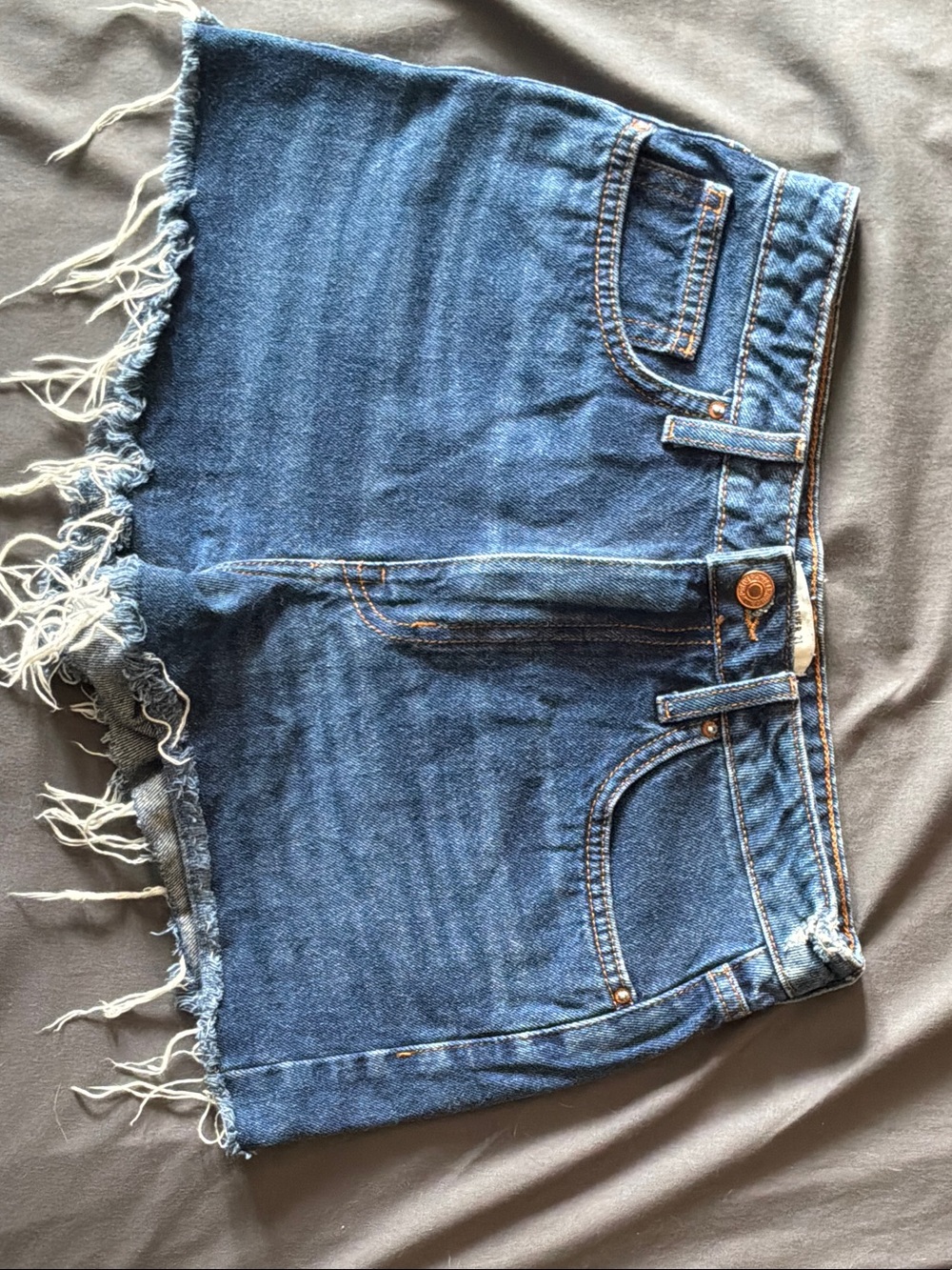 Forever 21 Blue Frayed Hem Denim Shorts